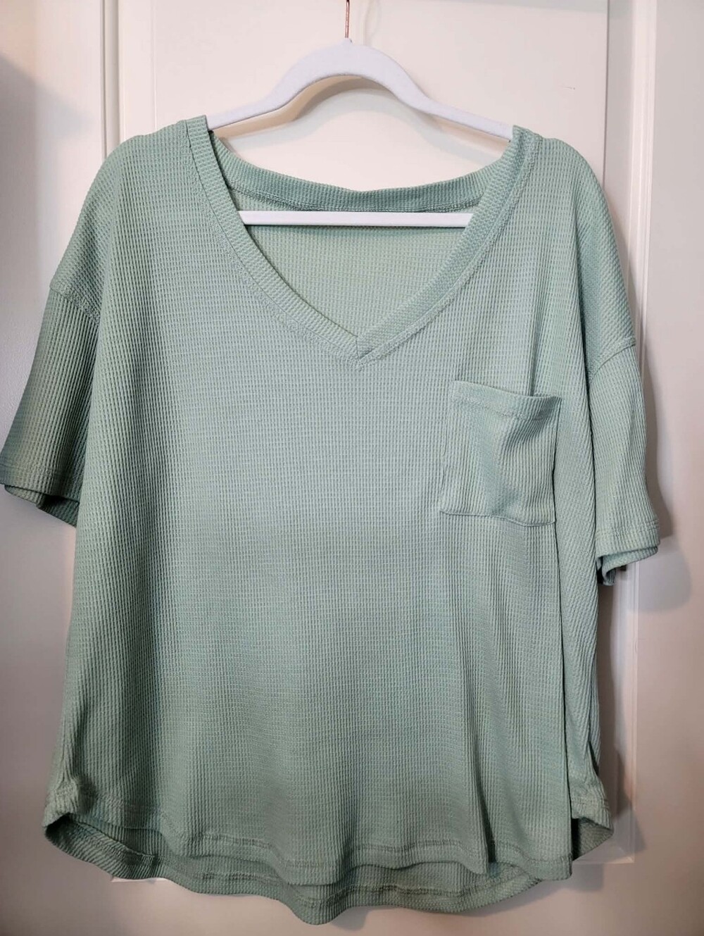 Waffle Knit Short Sleeve Womens XL
